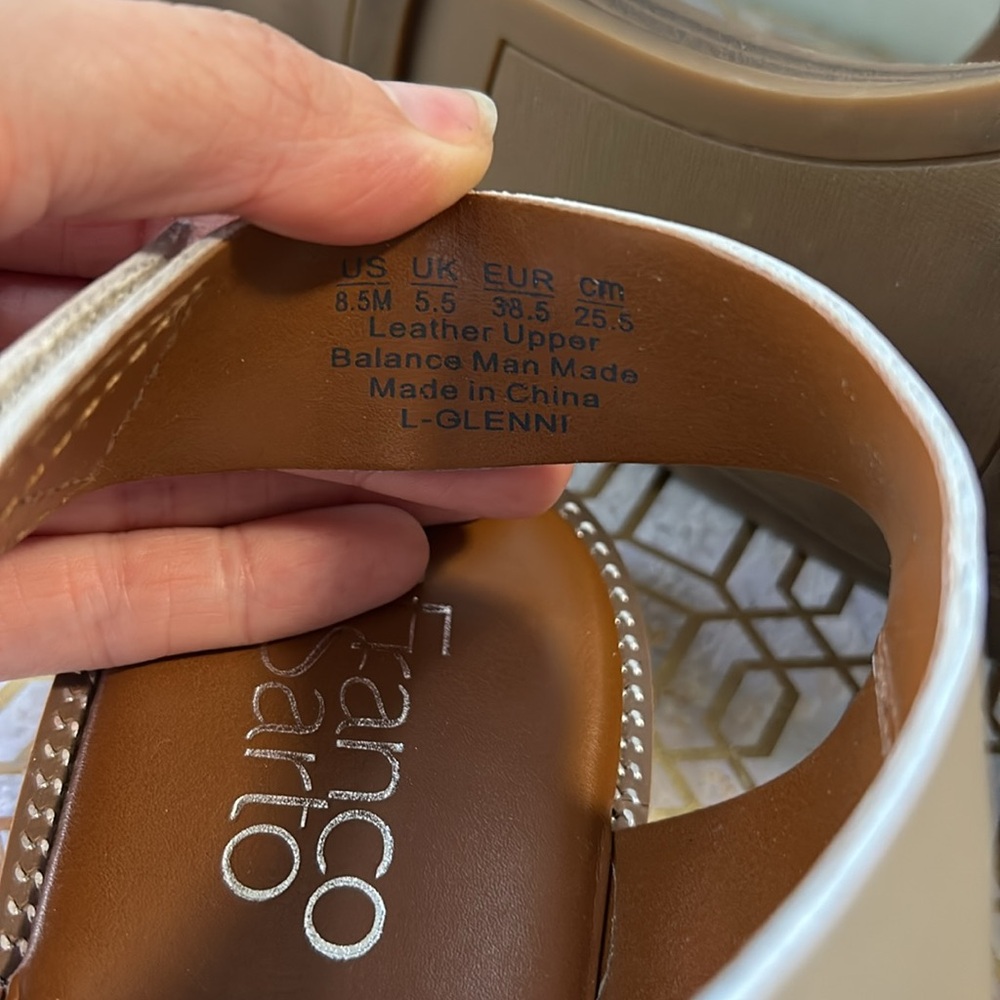 Franco Sarto Glenni Leather Adjustable Strap Slingback Flat Sandals Women sz 8.5 - Picture 7 of 7